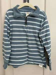 Crewcuts J. Crew Boys XS Quarter Zip Green Striped Popover Pullover Sweatshirt - Picture 1 of 4