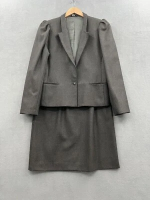 Daniele O by Tahari Mujer’s 14 Marrón Negro Lana Blazer Traje Conjunto Falda Foto 1 de 4