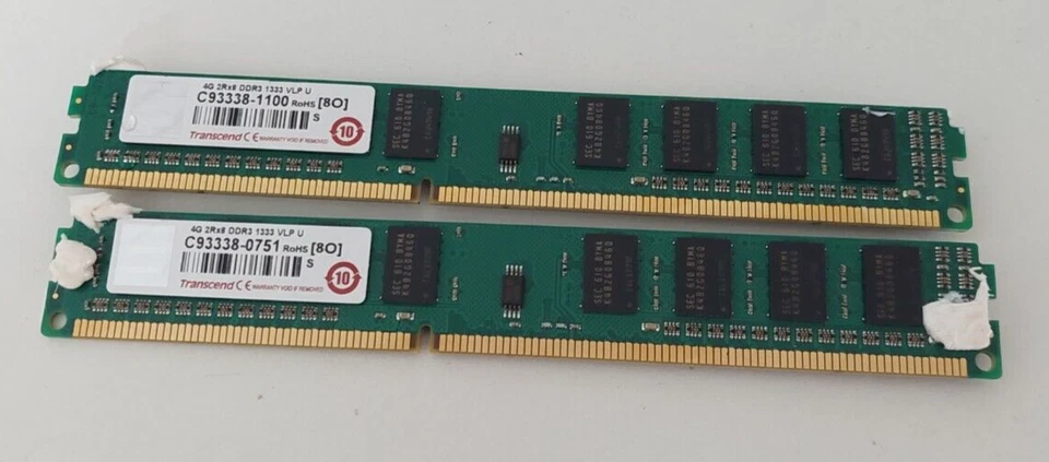 8GB KIT ( 4GB x 2 ) Transcend RAM DDR3 1333 VLP U Low profile Memory TESTED RARE - Image 1 of 2