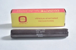 Vintage OHMITE ENAMELED RESISTORS 50 WATT 10 OHMS RESISTOR - Picture 1 of 4