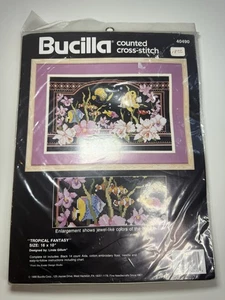 Vintage Bucilla Kreuzstich Set Tropical Fantasy Fisch Aquarium 40490 NOS 1990 A 13 - Bild 1 von 2