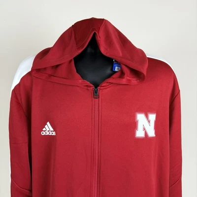 Nuevo Adidas Nebraska Cornhuskers Cremallera Completa Sudadera con Capucha Chaqueta para Hombres 2XL (3XL) Rojo Blanco Foto 1 de 4