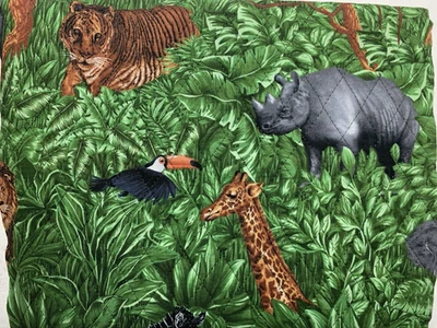 Double Sided Quilted Fabric 42 x 74 Fabri-Quilt Safari / Black Leaves - Image 1 of 4