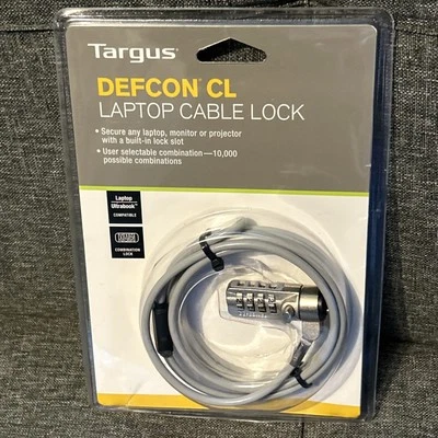 Targus Defcon CL Laptop Cable Lock, combination lock, 6.5 ft, 2m, new, unopened - Image 1 of 4