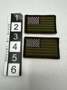 2x Coyote FDE Green Olive Drab US Flag - 2x3 Patch Left Forward facing - Picture 1 of 3