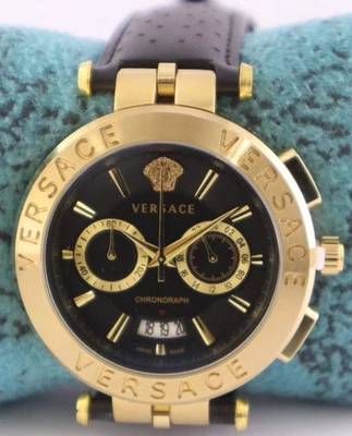Luxury Versace Chronograph Quartz Back Dial Date Working Men Watch Leather Band - Image 1 of 4