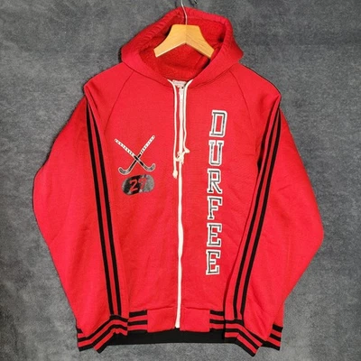 Vintage 60s Champion Hoodie Mens Medium Red Durfee High School Fall River Nylon - Image 1 of 4