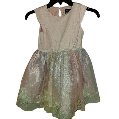 Vestido de Fiesta Lilt Sin Mangas Unicornio Brillo Tul Niñas Rosa y Verde Iridiscente Foto 1 de 4