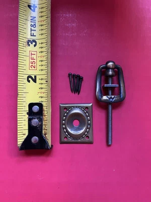 Antique Early American escutcheon drop cabinet pull bronze finish hardware - Image 1 of 2