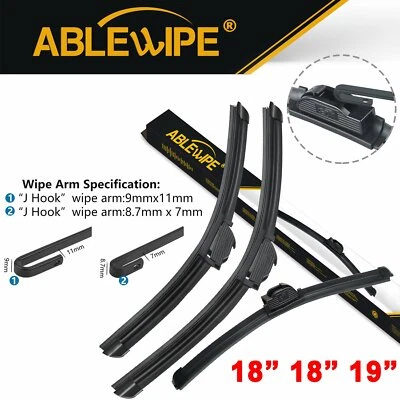 ABLEWIPE Fit For PORSCHE 968 Beam Front Rear Windshield Wiper Blades 18" 18" 20" - Image 1 of 4