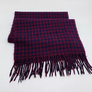 Blue Red 100% Superfine Lambswool Scarf Made in Germany for Lord & Taylor - Picture 1 of 5