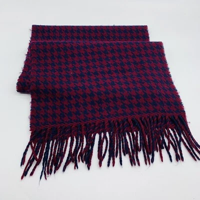 Синий красный 100% сверхтонкий шарф из овечьей шерсти сделано в Германии для Lord & Taylor - Изображение 1 из 4
