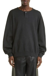 Fear of God Men's Eternal Virgin Wool Henley Pullover Sweater Black Heather - L - Picture 1 of 5