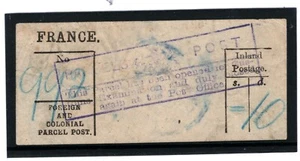 GB c1900 INTERRUPTED MAIL *Opened For Examination* France Parcel Post Label 1511 - Picture 1 of 4