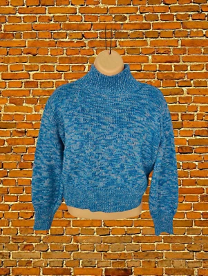 FRENCH CONNECTION AZUL JASPEADO JERSEY PEQUEÑO LANA MUJER CUELLO ALTO TEJIDO CROP TOP Foto 1 de 4