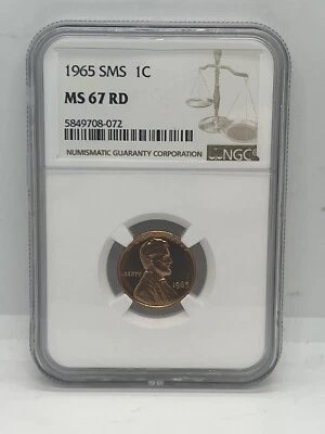 1965 SMS Lincoln Cent NGC MS 67 RD #1173 - Image 1 of 4