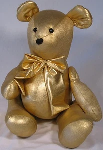 Gold Lamé Bear, movable arms & legs, 17" tall - Picture 1 of 1