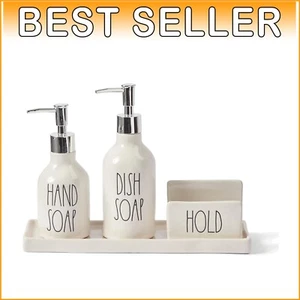 Durable Artisan Soap Dispenser Caddy and Sponge Holder Set - Kitchen Essential - Picture 1 of 9