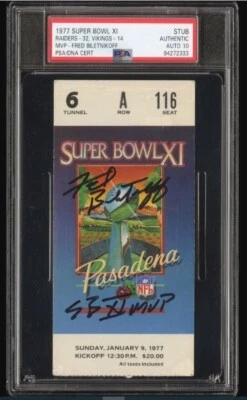 HOF Fred Biletnikoff Super Bowl XI Signed 1977 Football Ticket Certified PSA/DNA - Image 1 of 4