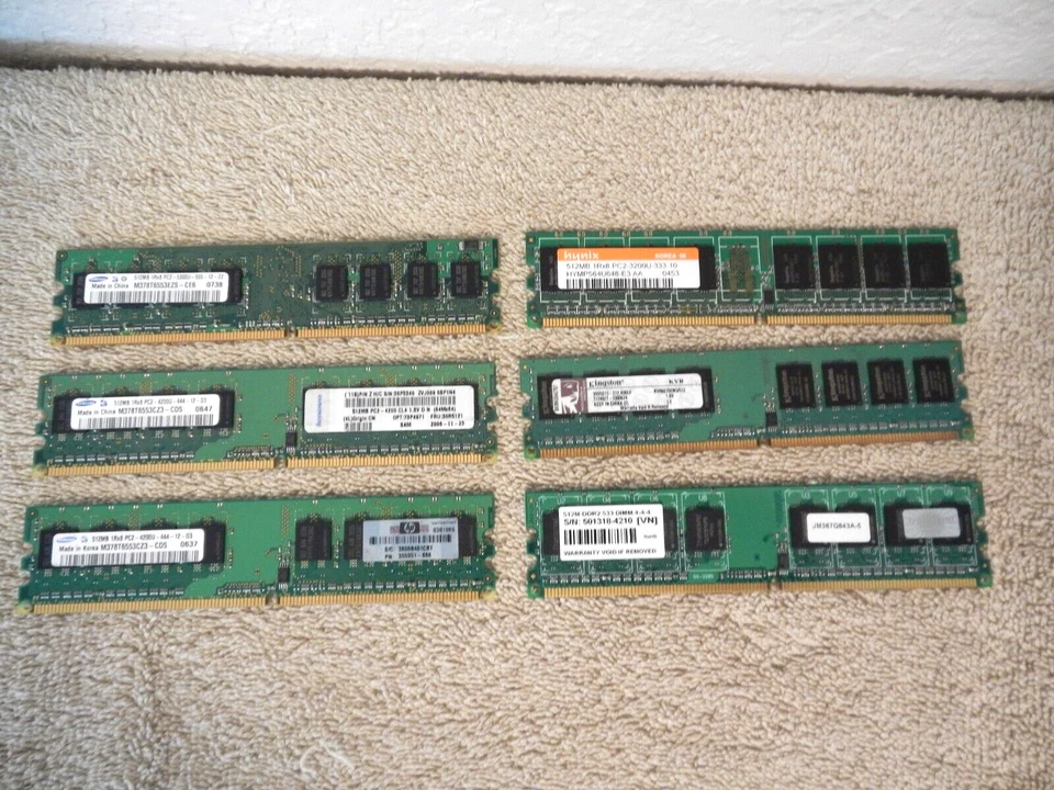 Lot 6 = 3GB (6x512MB) 512mb PC2-3200 PC2-4200 PC2-5300 SDRAM Desktop RAM Memory - Image 1 of 1