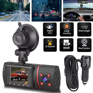 Dual Lens 1080P Car Driving Recorder HD Video DVR Dash Camera Front/Inside 170° - Picture 1 of 9