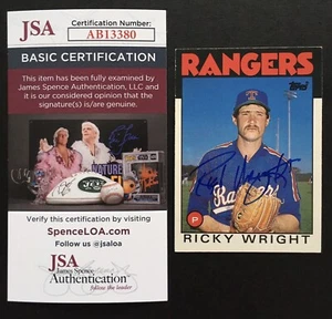*RARE* RICKY WRIGHT ~ 1986 Topps Traded Signed Autograph JSA  *ONLY 1 ON EBAY*  - Picture 1 of 5