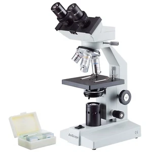 AmScope B100 Series 40x-1000x Binocular Compound LED Microscope + Slide Kit - Picture 1 of 12