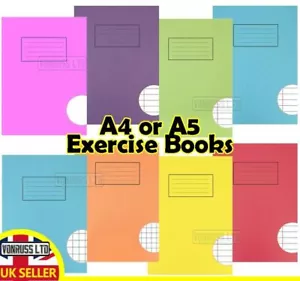 A4 A5 Exercise 8 pack Books School Notebooks 80 pages Class Homework - Picture 1 of 22