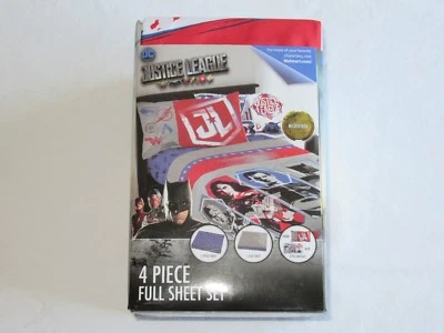 Juego de sábanas tamaño completo Justice League 4 piezas ropa de cama superhéroe microfibra NUEVO Foto 1 de 4