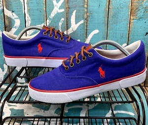 Polo Ralph Lauren Forestmont II Shoes 7D Canvas Upper Blue/Red/Brown - Picture 1 of 9