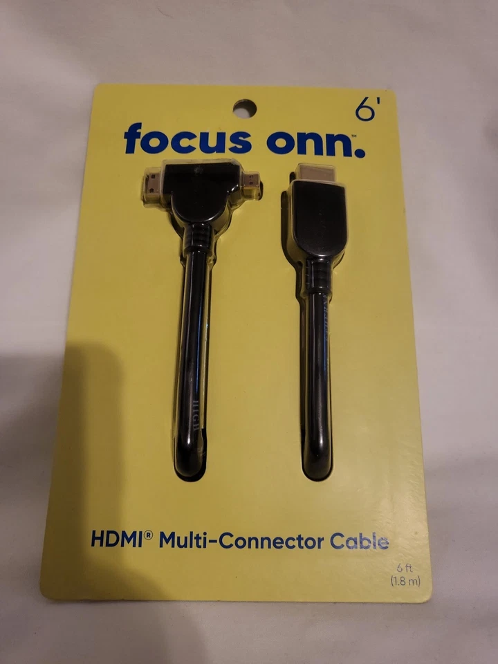 Onn HDMI Multi Connector Cable Mini/Micro 6 feet 1080p, NEW - Image 1 of 1