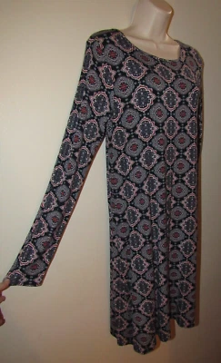 Loveappella Women's large Dress Knit Blue Medallion Print NWT Rayon Stretch - Image 1 of 4