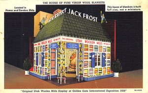 Golden Gate Expo Jack Frost Utah Woolen Mills Linen Curt Teich Postcard - Picture 1 of 2