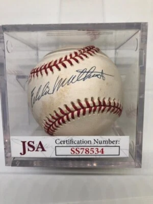 Eddie Mathews Auto Signed Baseball HOF Braves With JSA COA - Image 1 of 3