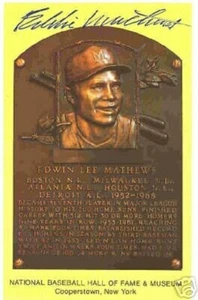Ed Mathews Signed Auto HOF Plaque Boston Braves COA - Picture 1 of 1