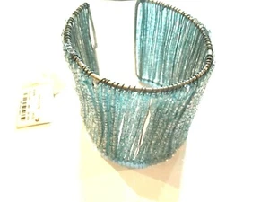 MACY'S, Large Baby Blue Beaded Cuff Bracelet, NWT, $28.50 - Picture 1 of 3