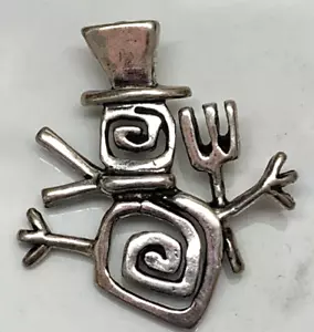 Silver Snowman Pendant or charm 925 sterling Signed S (no necklace) - Picture 1 of 8