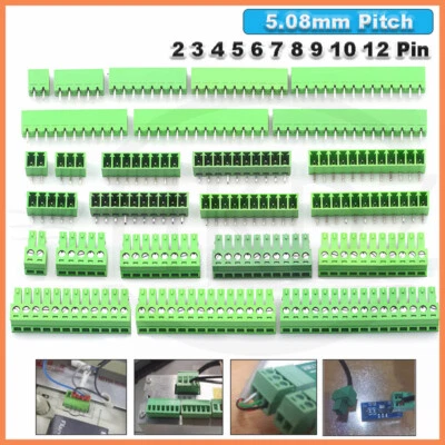 Green PCB Mount Terminal Block Connector 5.08mm Pitch 2 3 4 5 6 7 8 10 11 12 PIN - Image 1 of 4