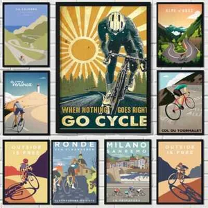 Cycling Posters Bike Tour France Man Cave Bar Shed Garage Vintage Prints Printed - Picture 1 of 145