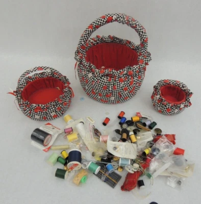 SEWING/CRAFTING 3 FABRIC CONTAINERs, WITH ASSORTED SUPPLIES - Image 1 of 4