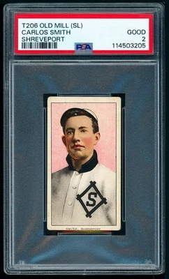 1909-11 T206 Old Mill Southern League SL - Carlos Smith - Pink Portrait - PSA 2 - Image 1 of 3