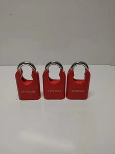 Lot Of 3 Used Davinci Lock High Collard Padlock Combination Lock Red Changeable  - Picture 1 of 3