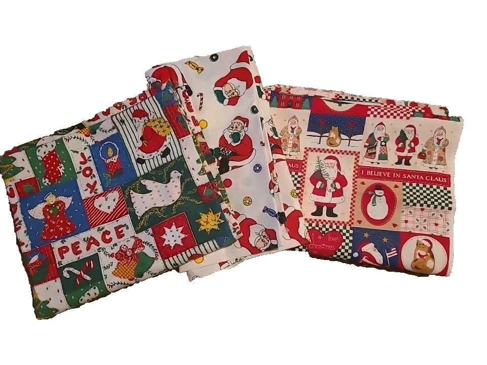 Lote De Colección Navidad Tela Material Algodón Papá Noel Patchwork Edredón Cuadrados Artesanía Foto 1 de 4