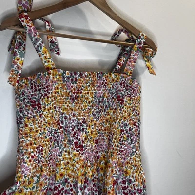 J Crew Feminino Médio Floral Sem Mangas Regata Chalé Piquenique Ombro Arcos - Imagem 1 de 4