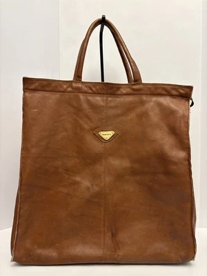 Bolso de Viaje Harold’s Vintage Años 80 Cuero Marrón Etiqueta Cuero Crudo Envejecido Foto 1 de 4