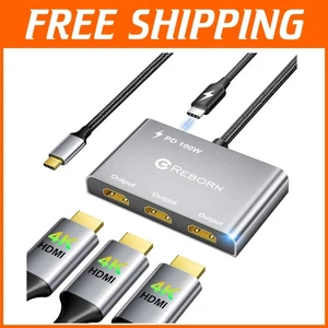Effortless USB-C to HDMI 4K Splitter | 3 Outputs for Enhanced Productivity - Afbeelding 1 van 9