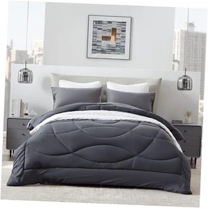 Twin/Twin XL Comforter Twin/Twin XL Comforter Only U-shape Quilting Dark Grey - Picture 1 of 8