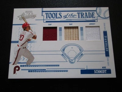 Tarjeta de bate camiseta triple gorra de Mike Schmidt 2005 Absolute Tools of the Trade #7/25 Foto 1 de 4