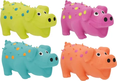 Multipet Latex Assorted Polka Dot Globlet Pig Dog Toy, 4" (Each Sold Separately) - Image 1 of 2