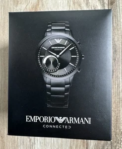 HTF!! Emporio Armani CONNECTED Hybrid Smartwatch Black - ART3001 - BRAND NEW!! - Picture 1 of 10